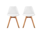 Set of 2 Padded Dining Chair - White