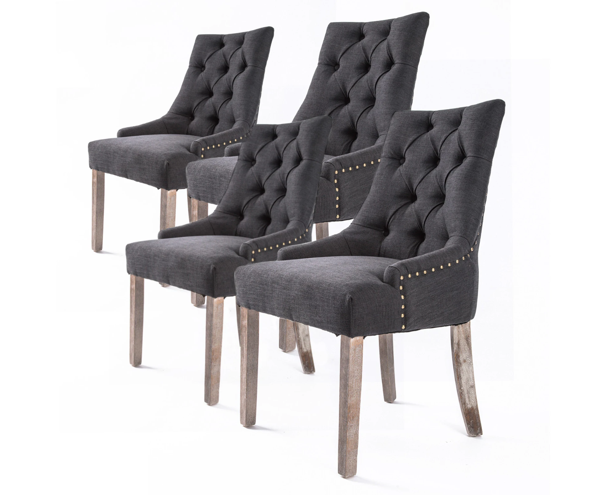 La Bella 4 Set Black (Charcoal) French Provincial Dining Chair Amour Oak Leg