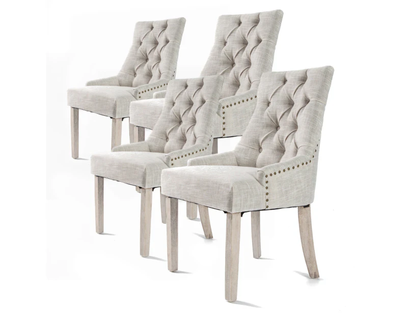 La Bella 4 Set Cream French Provincial Dining Chair Amour Oak Leg