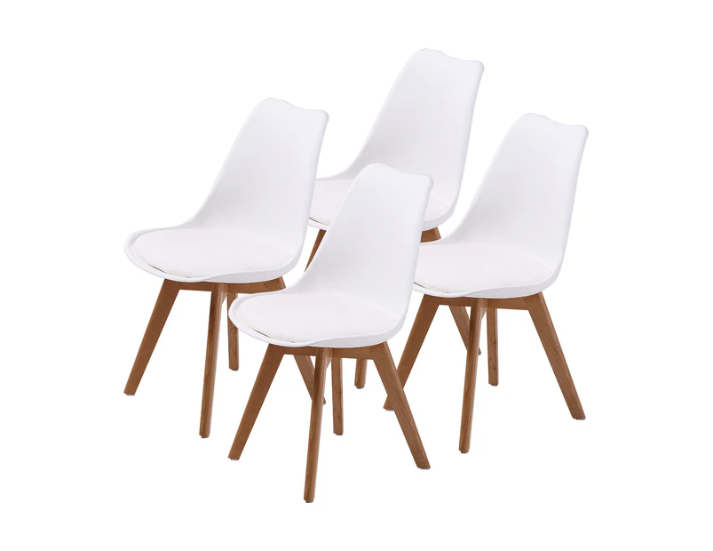 La Bella 4 Set Retro Dining Cafe Chair Padded Seat - White