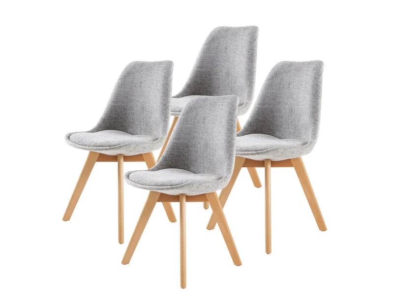 La Bella 4 Set Retro Dining Cafe Chair Padded Seat - Grey