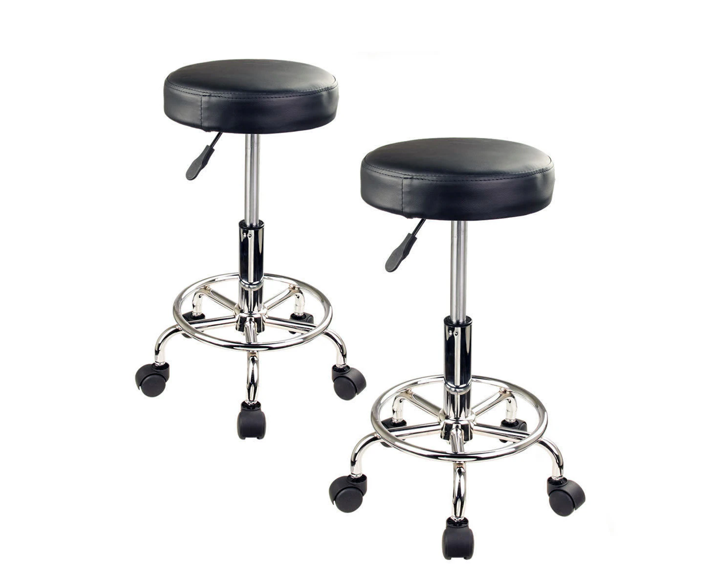 Forever Beauty 2 Set Black Hair Salon Barber Stool Lift Swivel Round Type