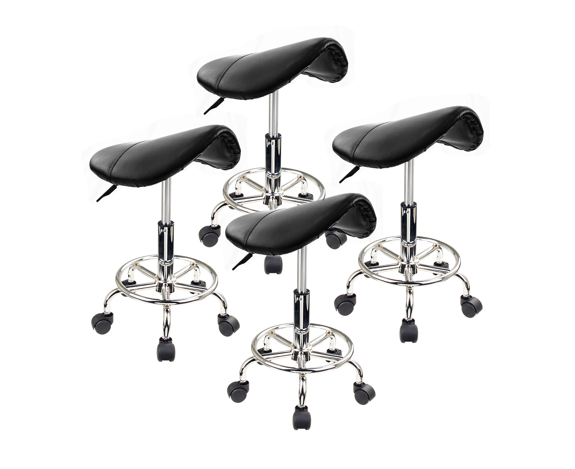 Forever Beauty 4 Set Black Hair Salon Barber Stool Lift Swivel Saddle Type