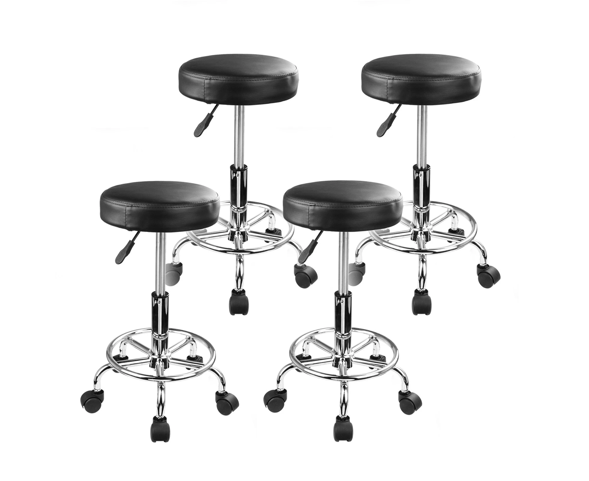 Forever Beauty 4 Set Black Hair Salon Barber Stool Lift Swivel Round Type