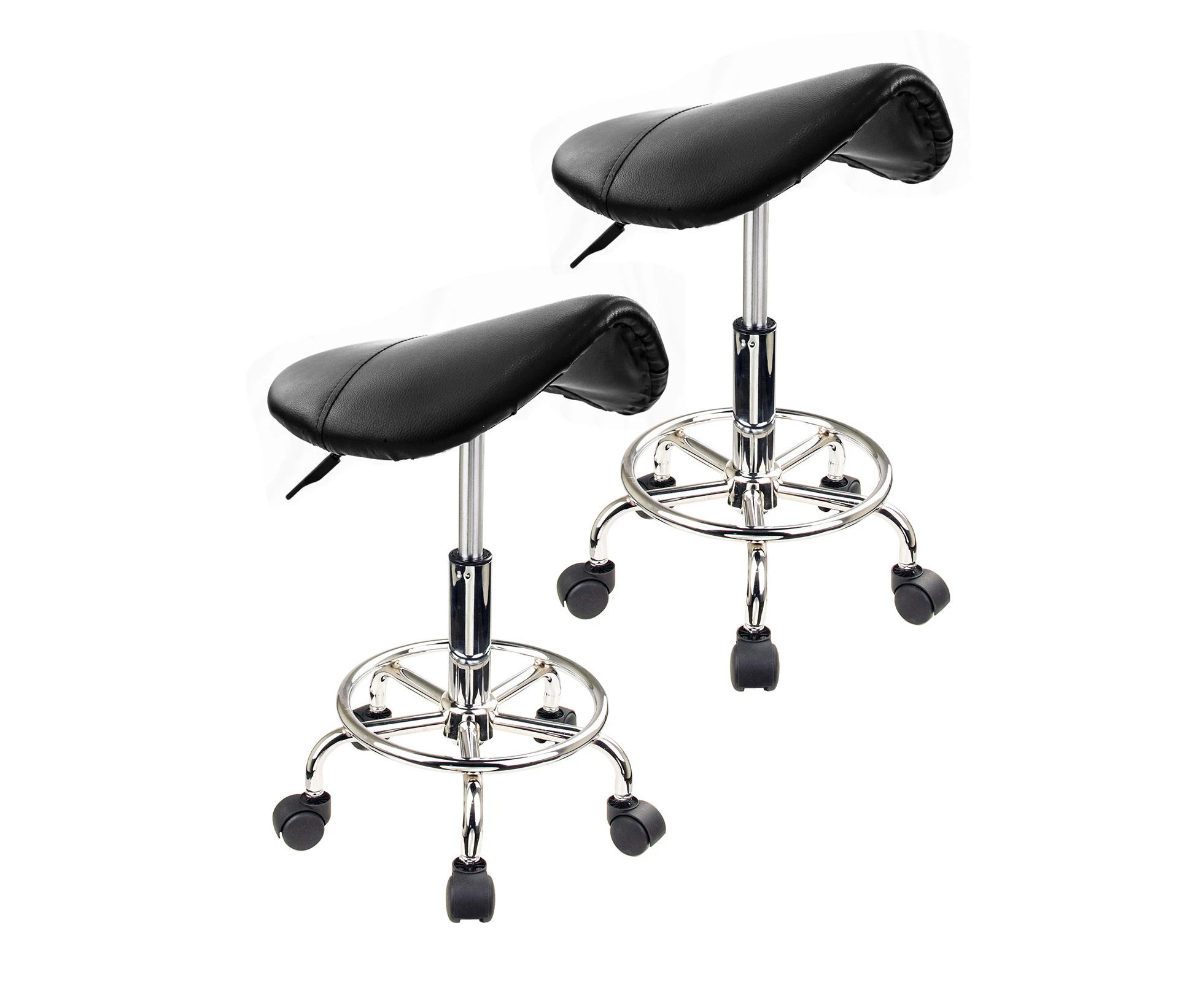 Forever Beauty 2 Set Black Hair Salon Barber Stool Lift Swivel Saddle Type