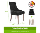 La Bella 2 Set French Provincial Dining Chair Amour Oak Fabric Studs Retro - Dark Black