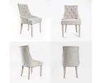 La Bella 2 Set French Provincial Dining Chair Amour Oak Fabric Studs Retro - Cream