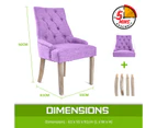 La Bella 2 Set French Provincial Dining Chair Amour Oak Fabric Studs Retro - Violet