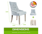 La Bella 4 Set French Provincial Dining Chair Amour Oak Fabric Studs Retro - Grey