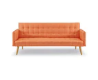 Big Bedding Australia Sarantino 3 Seater Modular Linen Fabric Sofa Bed Couch Armrest Orange