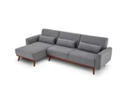 Big Bedding Australia SARANTINO FAUX VELVET SOFA BED COUCH LOUNGE CHAISE CUSHIONS LIGHT GREY