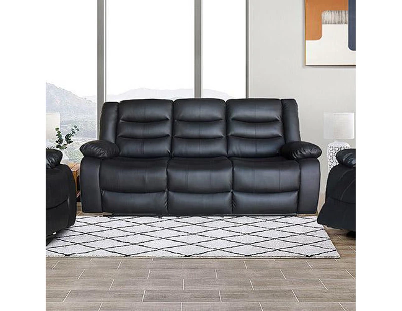 Melbournians Furniture Fantasy Recliner Pu Leather 3R Black