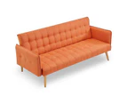 Big Bedding Australia Sarantino 3 Seater Modular Linen Fabric Sofa Bed Couch Armrest Orange