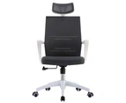 White Ergonomic Office Chair Black Mesh High Back Headrest