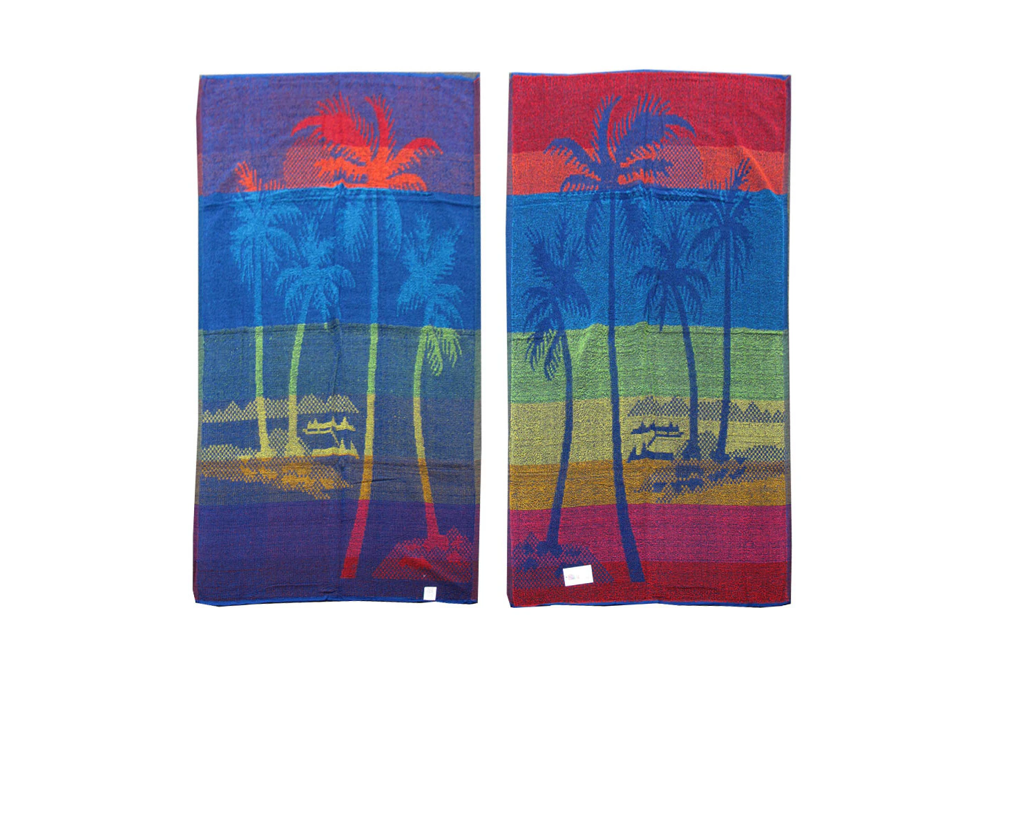 Set of 4 Imperfect Jacquard Terry Beach Towels Palm Tree