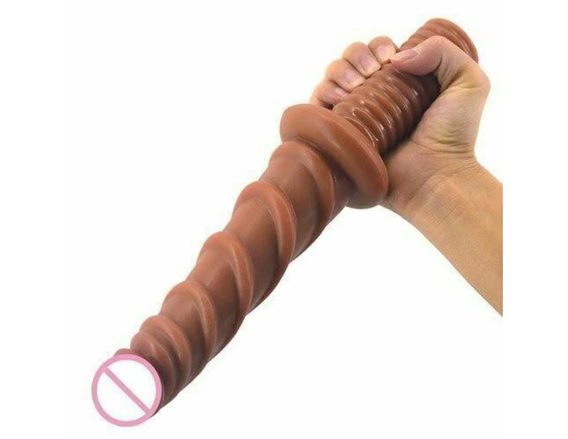 29Cm 11.4Inch Faak Dildo Dong Colour Rubber Sex Toy 4.8Cm Thick Butt Plug - Brown