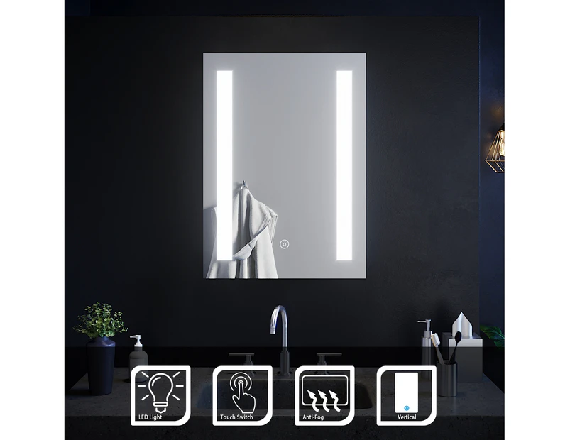 Elegant Shower Mirror, Anti-Fog Front-lit LED Mirror with Lights, Wall Mounted with Touch Switch, 500x700mm,Vanity Mirrors