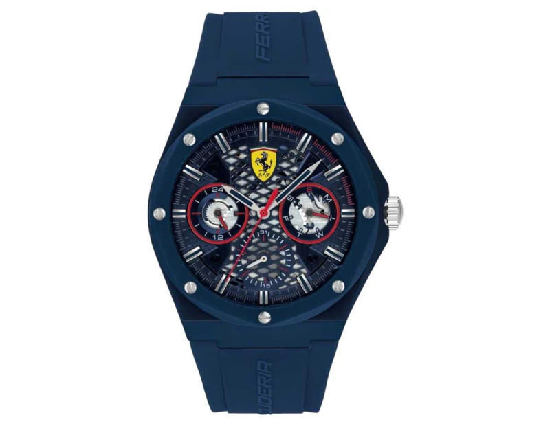 Scuderia Ferrari Men's 44mm Aspire Multifunction Silicone Watch - Blue