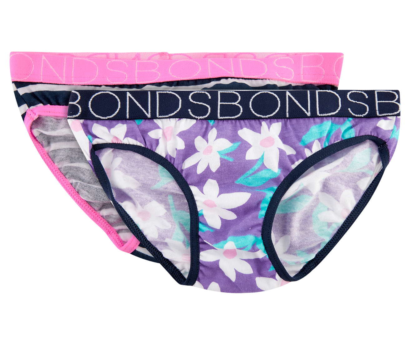 Bonds Youth Girls' Bikini 4-Pack - Pink/Blue/Purple