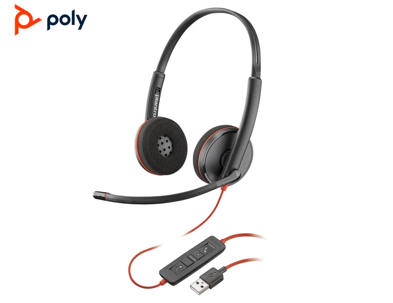 Plantronics Poly Blackwire 3220 Standard Corded UC Headset - Grey