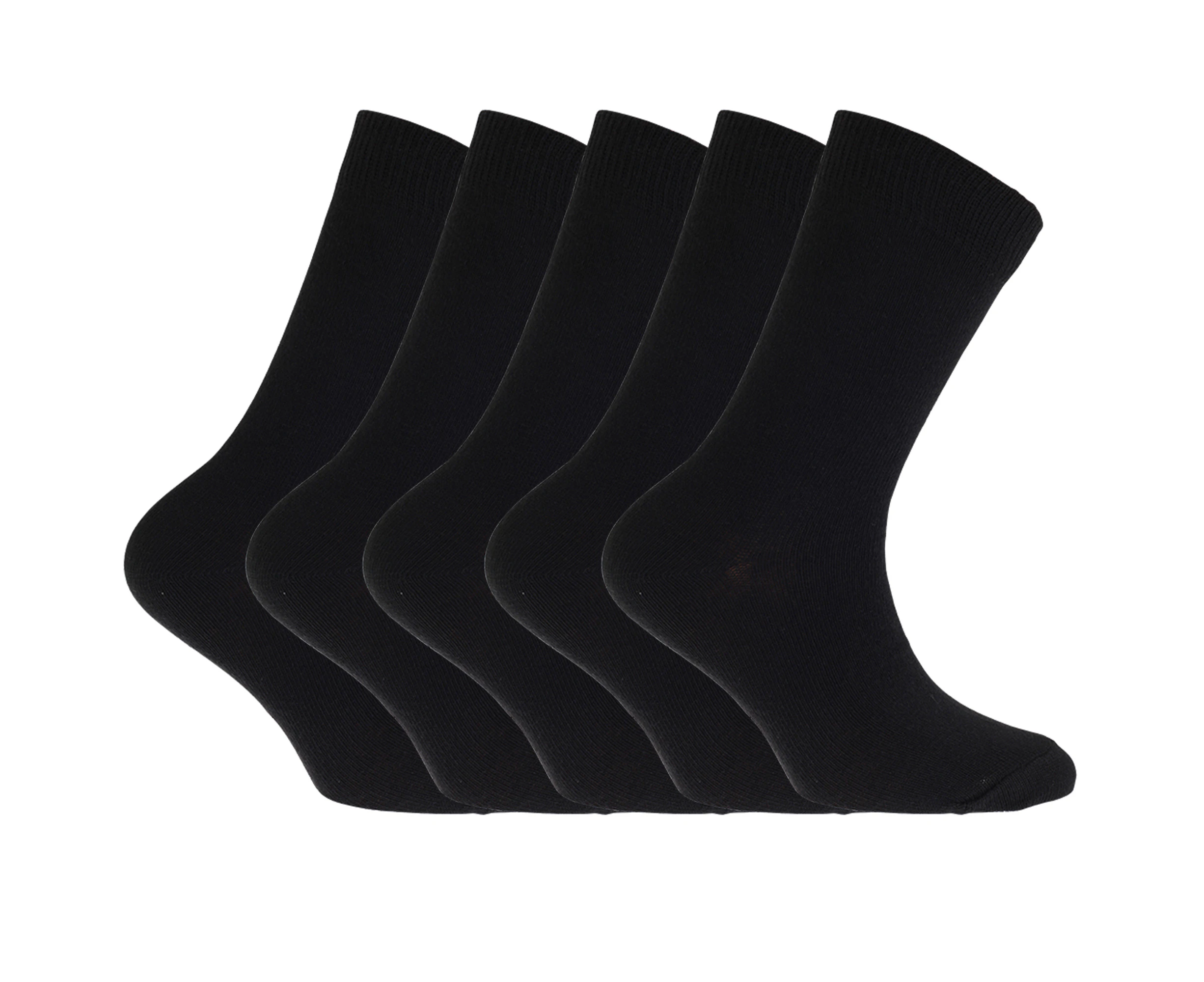 FLOSO Childrens/Kids Plain School Socks (Pack Of 5) (Black) - K339