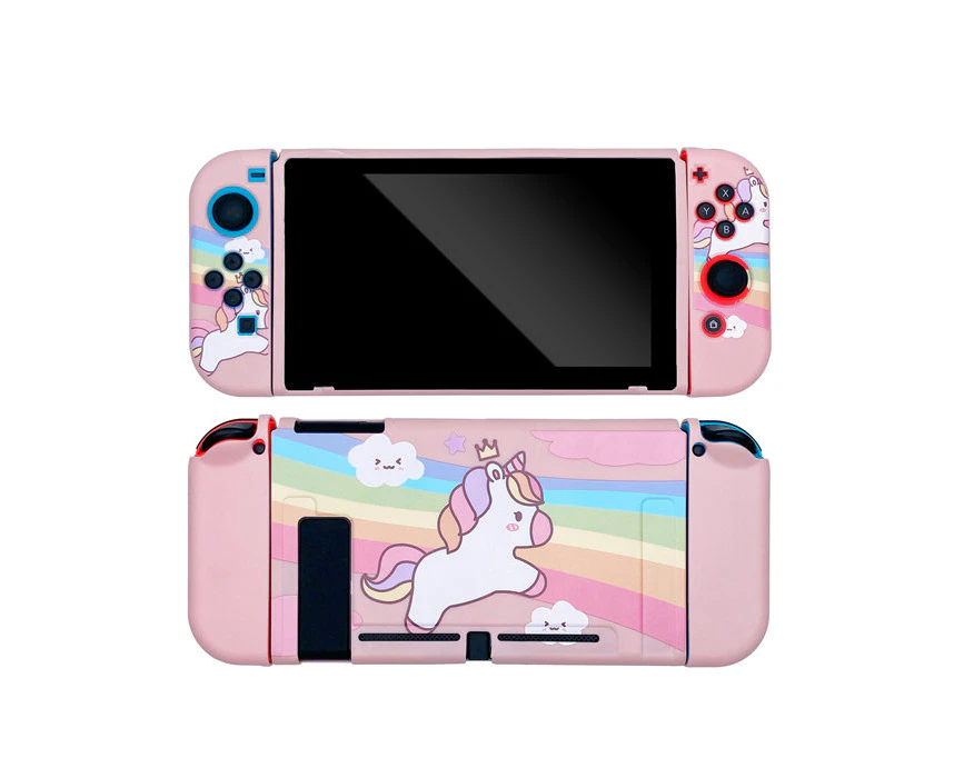 Ymall Soft Unicorn-Pink TPU Switch Case Console NS Joycon Handheld Controller Separable Protector Cover for nintendo switch - H07