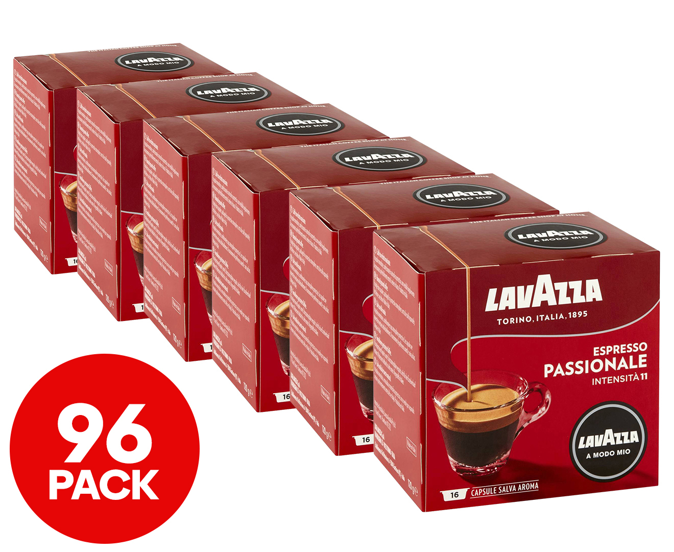 6 x 16pk Lavazza A Modo Mio Coffee Capsules Passionale
