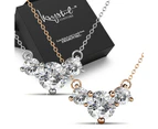 Boxed 2pc Necklace Set Embellished with Swarovski® crystals-Dual Tone Gold/Clear