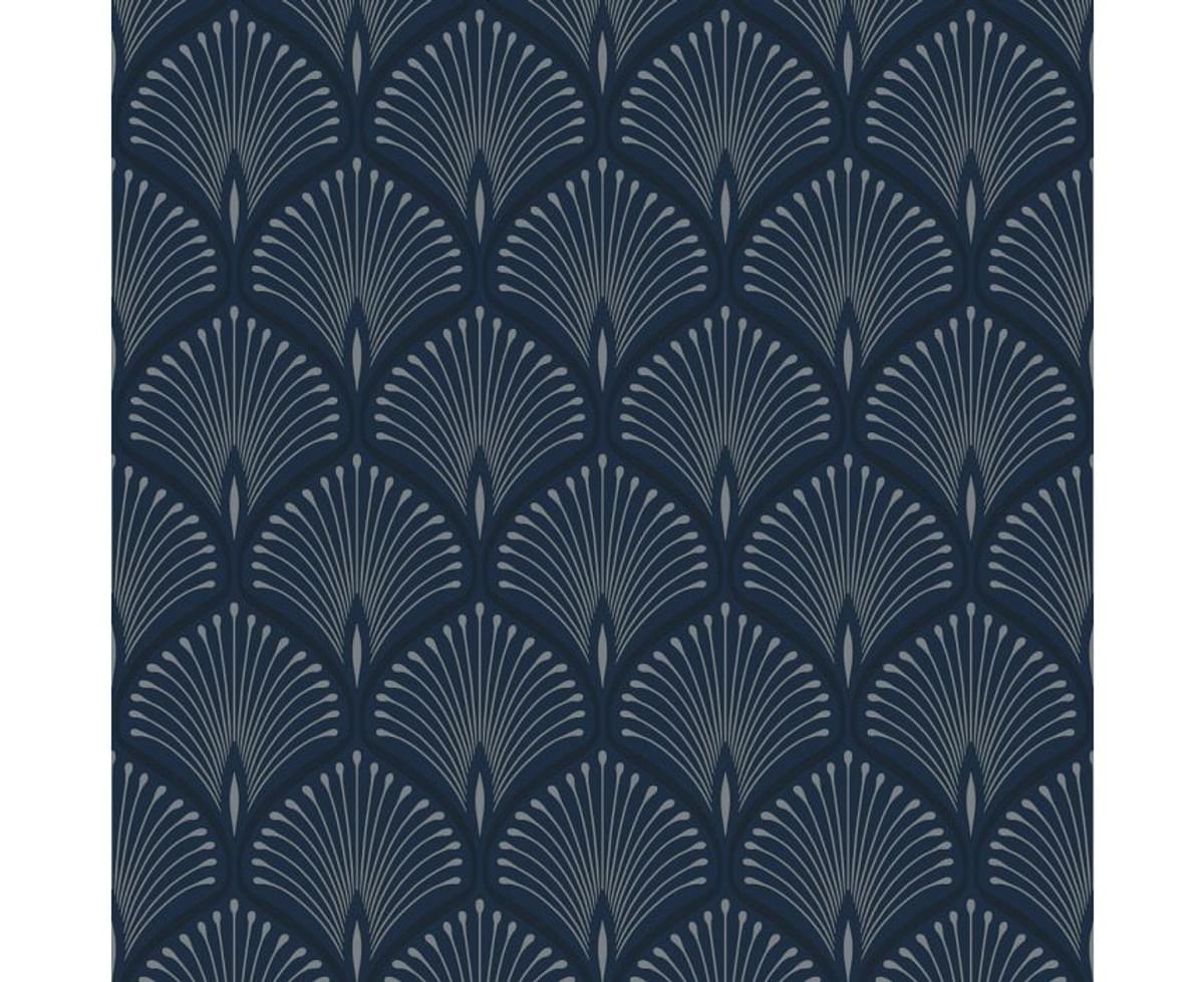 Layla Art Deco Wallpaper Navy Blue GranDeco
