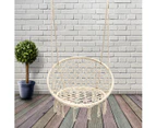 Beige Hammock Chair Swing Handmade Knitted Macrame Hanging Cotton Rope Chair