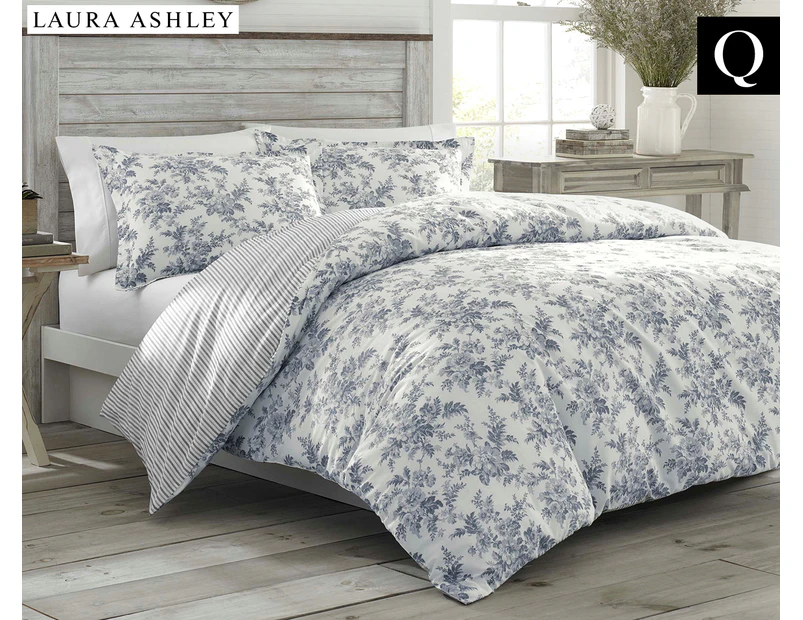 Laura Ashley Annalise Queen Bed Quilt Cover Set - Shadow Grey