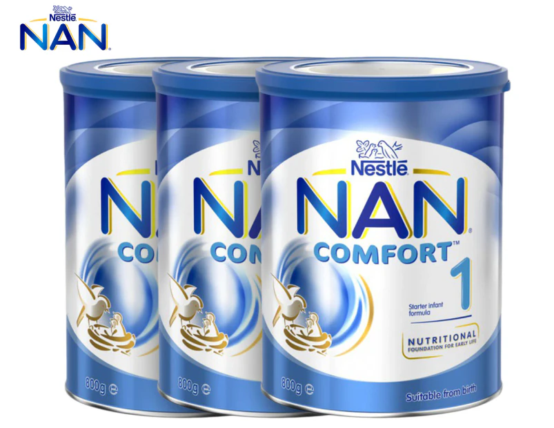3 x Nestlé NAN Comfort 1 Baby Formula Powder 800g
