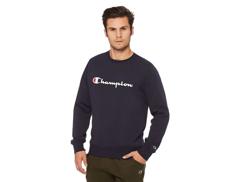 Champion Men's Script Crew Sweatshirt - Navy