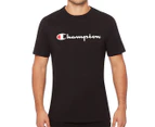 Champion Men's Script Short Sleeve Tee / T-Shirt / Tshirt - Black