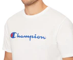 Champion Men's Script Short Sleeve Tee / T-Shirt / Tshirt - White