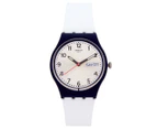 Swatch Men's 34mm White Delight Silicone Watch - White/Navy