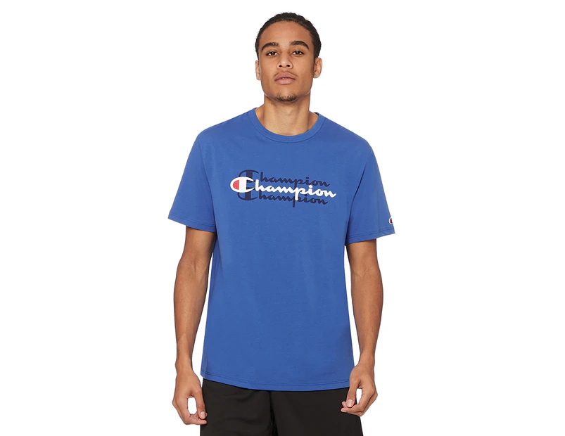 Champion Men's Sports Graphic Print Tee / T-Shirt / Tshirt - Blue