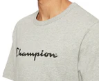 Champion Men's Script Short Sleeve Tee / T-Shirt / Tshirt - Oxford Heather