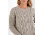Women's Marco Polo Cable Knit Sweater Natural