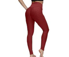 Strapsco Women's High Waist Yoga Pants Leggings - Wine Red