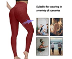 Strapsco Women's High Waist Yoga Pants Leggings - Wine Red