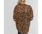 Strapsco Women's Summer Floral Print Kimonos Loose Half Sleeve Chiffon Cardigan Blouses Casual Cover Up - Leopard