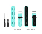Strapsco Silicone Wrist Strap For Garmin Forerunner 220/230/235/620/630/735XT Smart Watch Replacement Square Hole Double Color-Teal Black