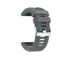 Strapsco 26mm Strap For Garmin Fenix 5X/5X Plus/3/3 HR/6X/6X Pro Watchband Quick Release Easy Fit Silicone Bands Silver Buckle-Gray