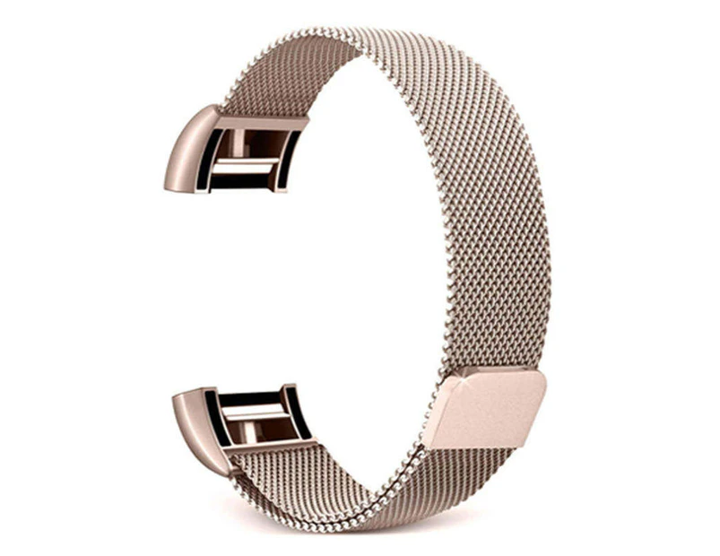 Strapsco Stainless Steel Magnetic Strap For Fitbit Charge 2 Replacement Bracelets Milanese-Champagne