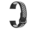 Strapsco Double Color Porous Breathable Watch Band Silicone Wristband For Fitbit Charge 3 Sport Smartwatch -Black White