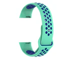 Strapsco Double Color Porous Breathable Watch Band Silicone Wristband For Fitbit Charge 3 Sport Smartwatch -Teal Blue