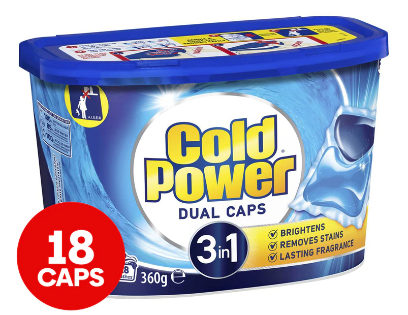 18pk Cold Power 3 in 1 Laundry Detergent Dual Capsules