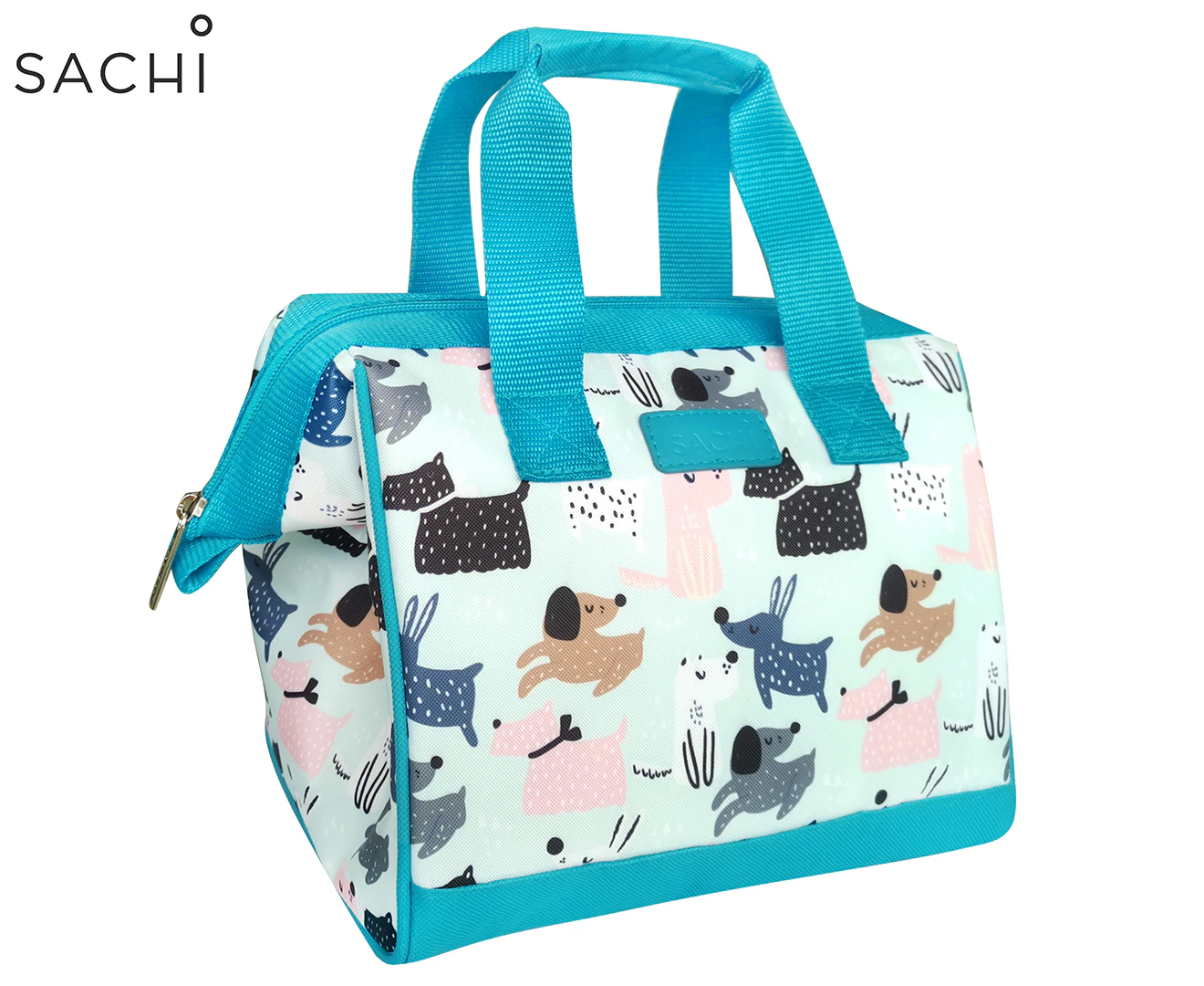 Sachi Dog Park Insulated Lunch Bag - Blue