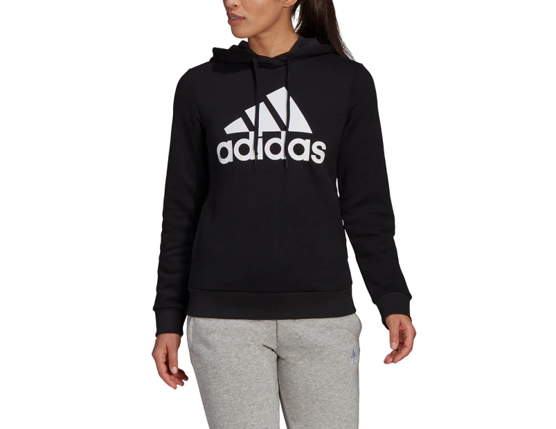 Adidas Women's Loungewear Essentials Logo Fleece Hoodie - Black/White